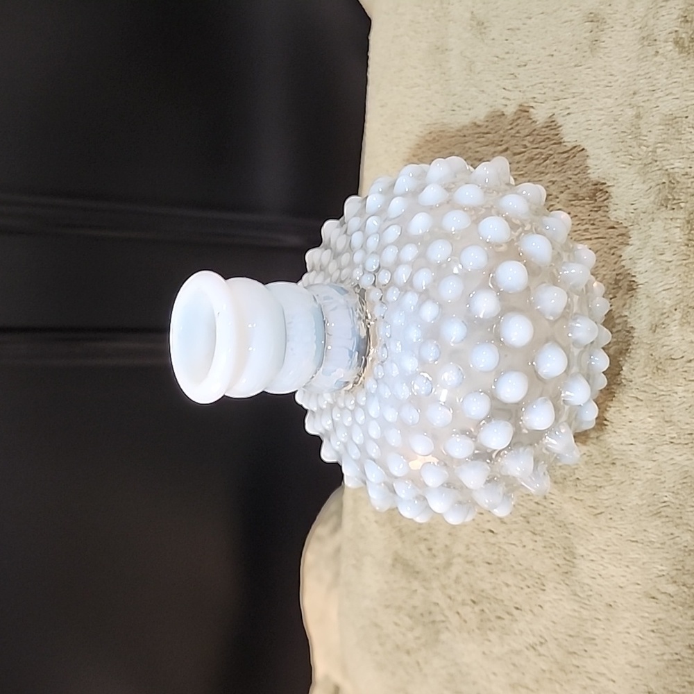 Opalescent Glass 5" Hobnail Parfum Bottle, Vintage 1940s - Picture 2 of 4